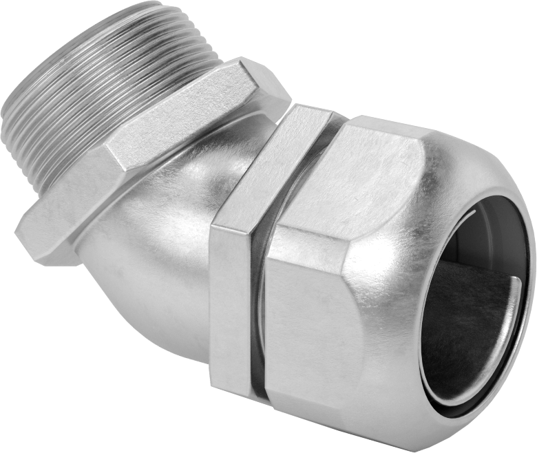 Sıvı Sızdırmaz Esnek Metal Kanal, Paslanmaz Çelik 45 Derece Dirsek, 1-1/4 Anma Ölçüsü Dişi, 1-1/4 NPT Erkek