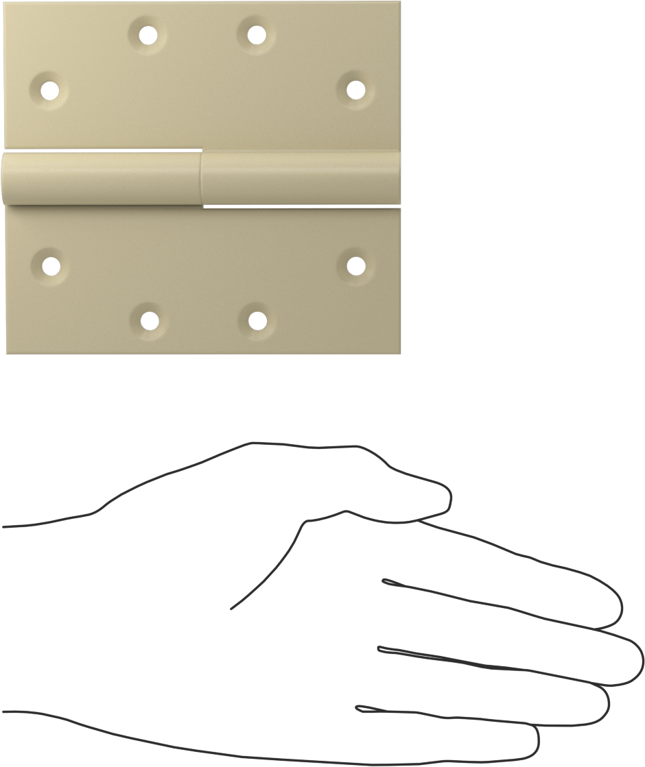 Kaldırmalı Giriş Kapısı Menteşesi, Astarlı Çelik, 4-1/2“ x 2” Kapı Kanadı, Sağ Taraf Kapı Montajı