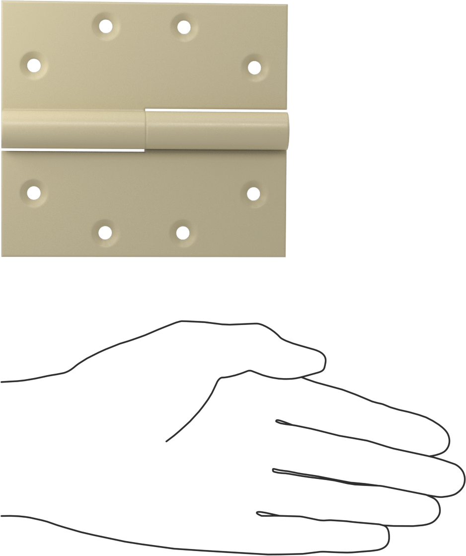 Kaldırmalı Giriş Kapısı Menteşesi, Astarlı Çelik, 4-1/2“ x 2” Kapı Kanadı, Sol Yan Kapı Montajı