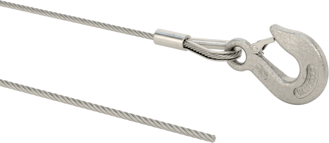18-8 Paslanmaz Çelik Kaldırma Kancalı Tel Halat, Ultra Esnek, 1/4" Çap