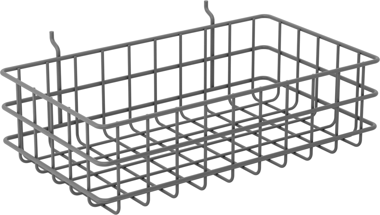 Delikli Pano Sepeti, 14“ Genişlik x 4” Toplam Yükseklik, Toz Boyalı Çelik