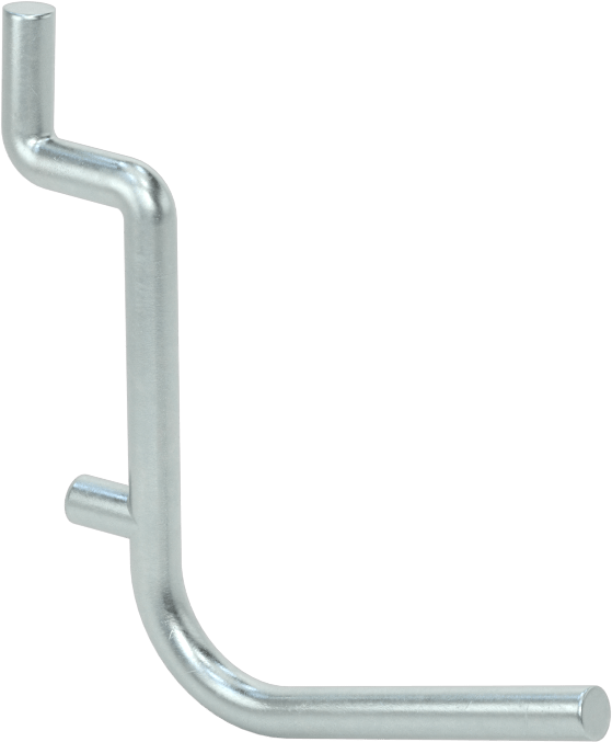 Çinko Kaplı Çelik Delikli Pano Kancası, 3/16“ ve 9/32” çaplı çivi deliği için, 1-1/2" Çıkıntı