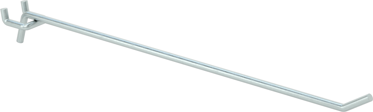 Çinko Kaplı Çelik Delikli Pano Kancası, 9/32" Çaplı Çivi Deliği için, 13" Çıkıntı