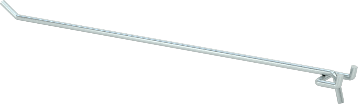 Çinko Kaplı Çelik Delikli Pano Kancası, 9/32" Çaplı Çivi Deliği için, 15-1/2" Çıkıntı