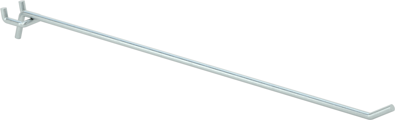 Çinko Kaplı Çelik Delikli Pano Kancası, 9/32" Çaplı Çivi Deliği için, 15-1/2" Çıkıntı