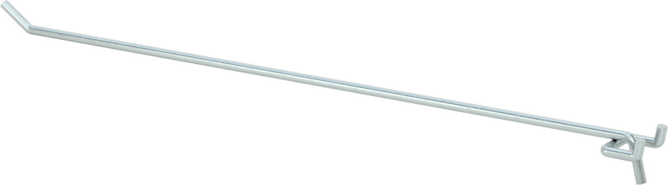 Çinko Kaplı Çelik Delikli Pano Kancası, 9/32" Çaplı Çivi Deliği için, 18-5/8" Çıkıntı