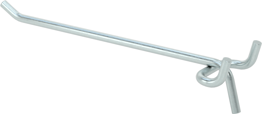 Çinko Kaplı Çelik Delikli Pano Kancası, 3/16“ ve 9/32” çaplı çivi deliği için, 5-1/8" Çıkıntı
