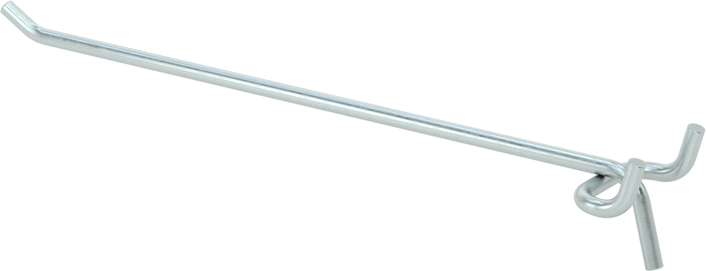 Çinko Kaplı Çelik Delikli Pano Kancası, 3/16“ ve 9/32” çaplı çivi deliği için, 7-1/8" Çıkıntı