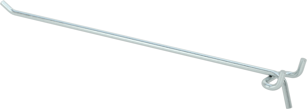 Çinko Kaplı Çelik Delikli Pano Kancası, 3/16“ ve 9/32” çaplı çivi deliği için, 9-1/8" Çıkıntı