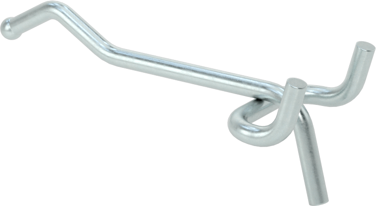 Çinko Kaplı Çelik Delikli Pano Kancası, 3/16“ ve 9/32” çaplı çivi deliği için, 3-1/8" Çıkıntı