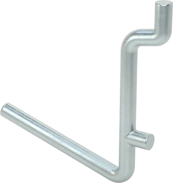 Çinko Kaplı Çelik Delikli Pano Kancası, 3/16“ ve 9/32” çaplı çivi deliği için, 2-1/2" Çıkıntı