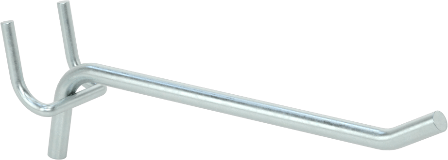 Çinko Kaplı Çelik Delikli Pano Kancası, 9/32" Çaplı Çivi Deliği için, 5-1/4" Çıkıntı