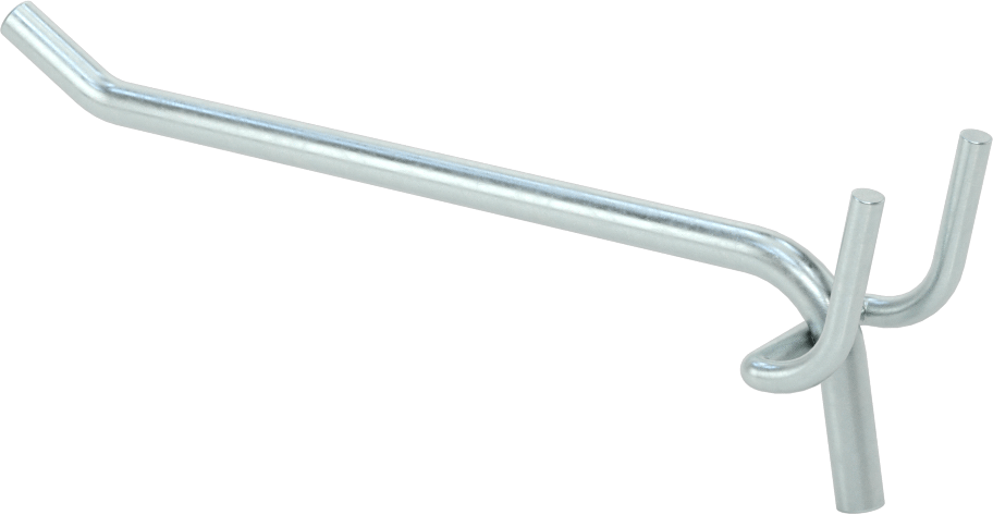 Çinko Kaplı Çelik Delikli Pano Kancası, 9/32" Çaplı Çivi Deliği için, 5-1/4" Çıkıntı