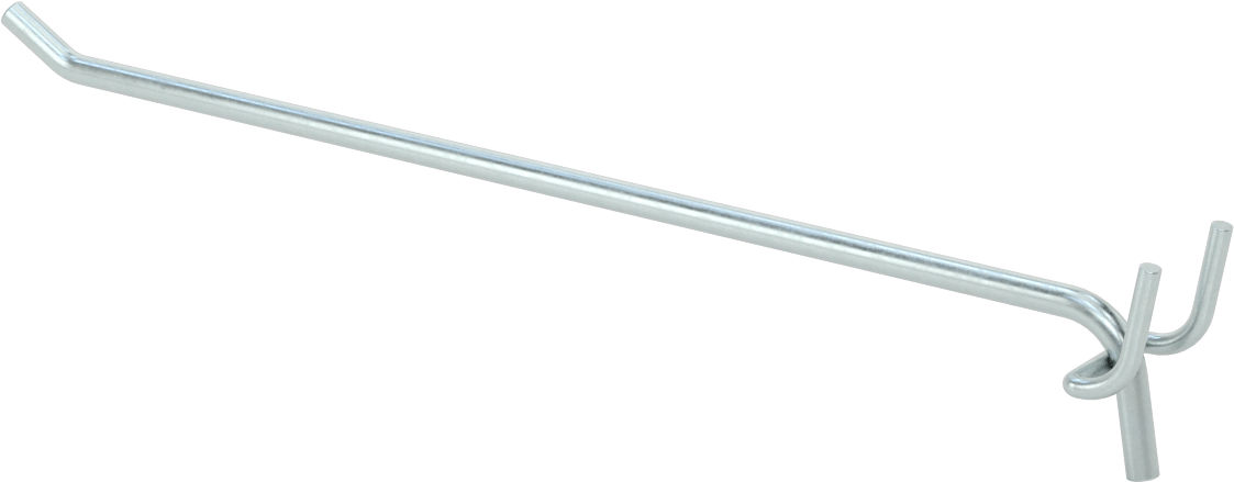 Çinko Kaplı Çelik Delikli Pano Kancası, 9/32" Çaplı Çivi Deliği için, 9-1/4" Çıkıntı