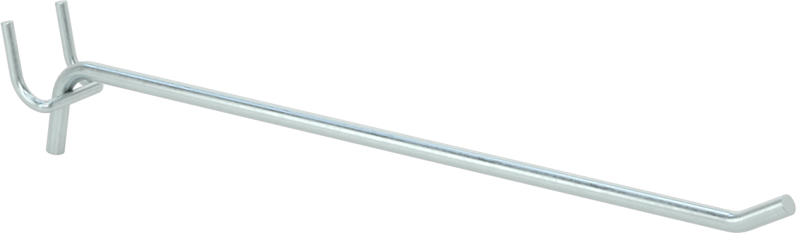 Çinko Kaplı Çelik Delikli Pano Kancası, 9/32" Çaplı Çivi Deliği için, 9-1/4" Çıkıntı