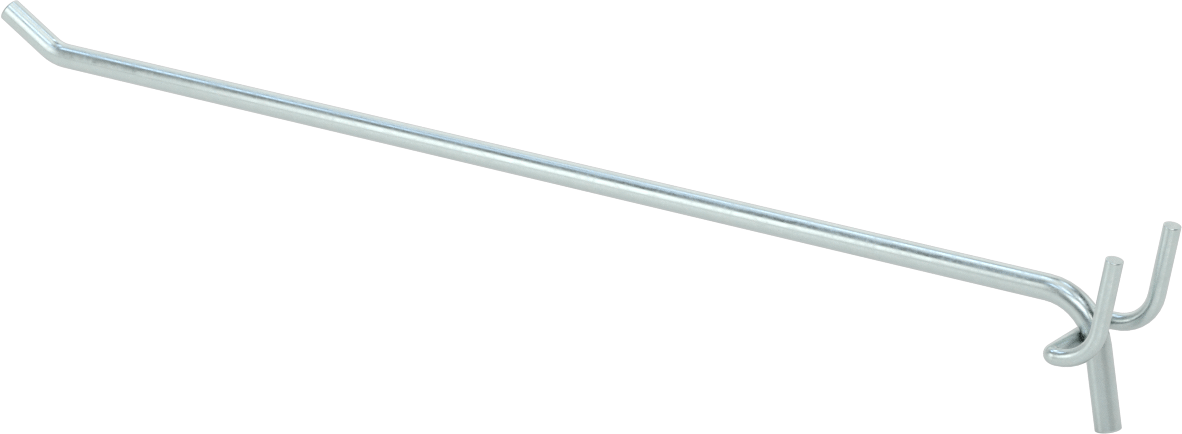Çinko Kaplı Çelik Delikli Pano Kancası, 9/32" Çaplı Çivi Deliği için, 11-1/4" Çıkıntı
