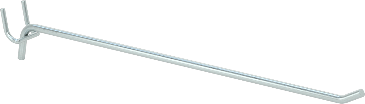 Çinko Kaplı Çelik Delikli Pano Kancası, 9/32" Çaplı Çivi Deliği için, 11-1/4" Çıkıntı