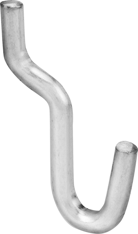 Çinko Kaplı Çelik Delikli Pano Kancası, 3/16“ ve 9/32” çaplı çivi deliği için, 5/8" Çıkıntı