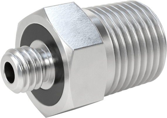 Minyatür Orta Basınçlı Alüminyum Boru Bağlantı Parçası, Düz Adaptör, 1/8 NPT Erkek x 10-32 UN/UNF Erkek