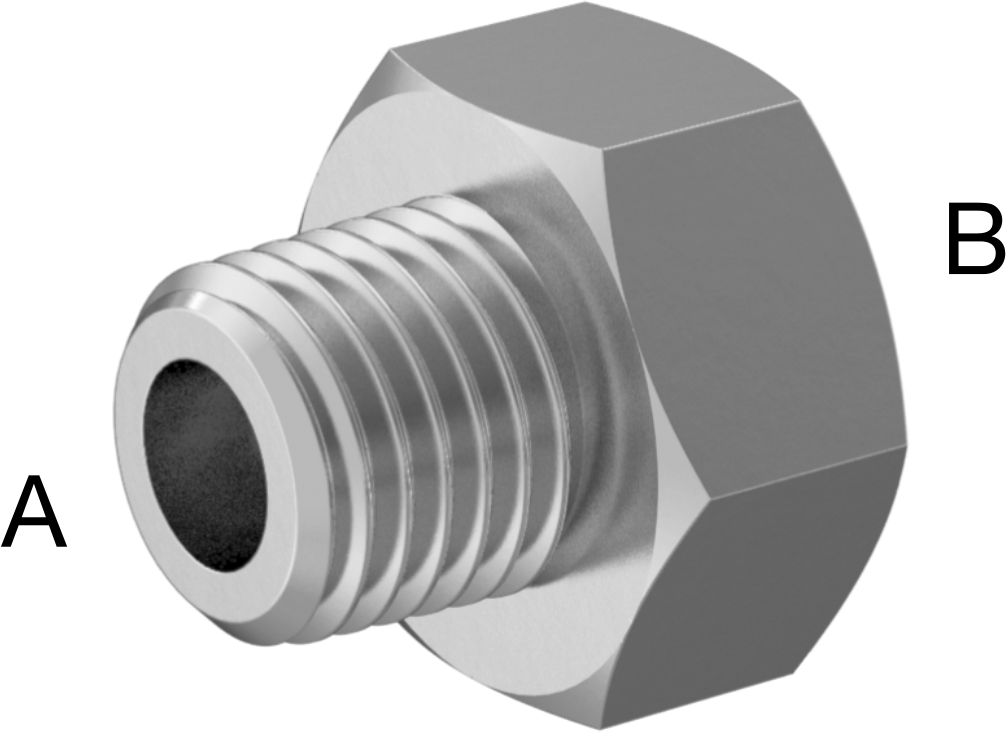 Minyatür Orta Basınçlı Alüminyum Boru Bağlantı Parçası, Burç Adaptörü, 1/16 NPT Erkek x 10-32 UN/UNF Dişi