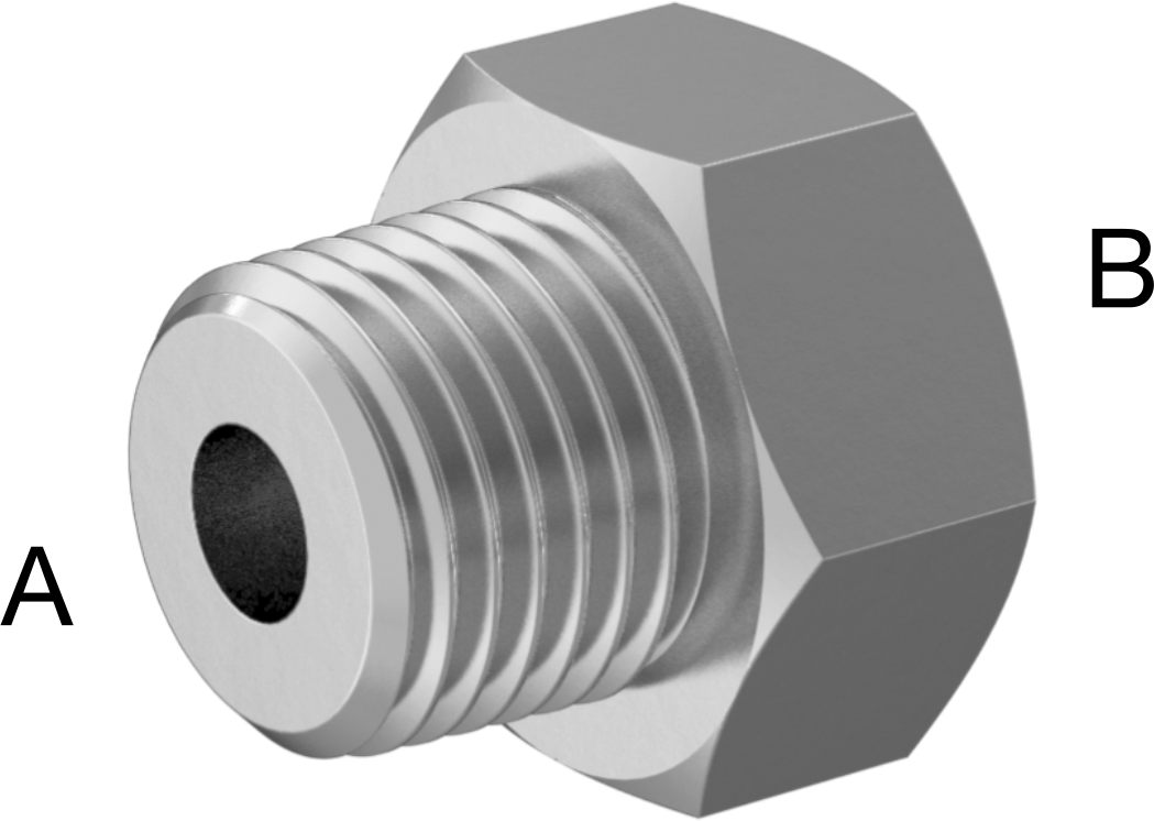 Minyatür Orta Basınçlı Alüminyum Boru Bağlantı Parçası, Burç Adaptörü, 1/4 NPT Erkek x 1/4"-28 UN/UNF Dişi