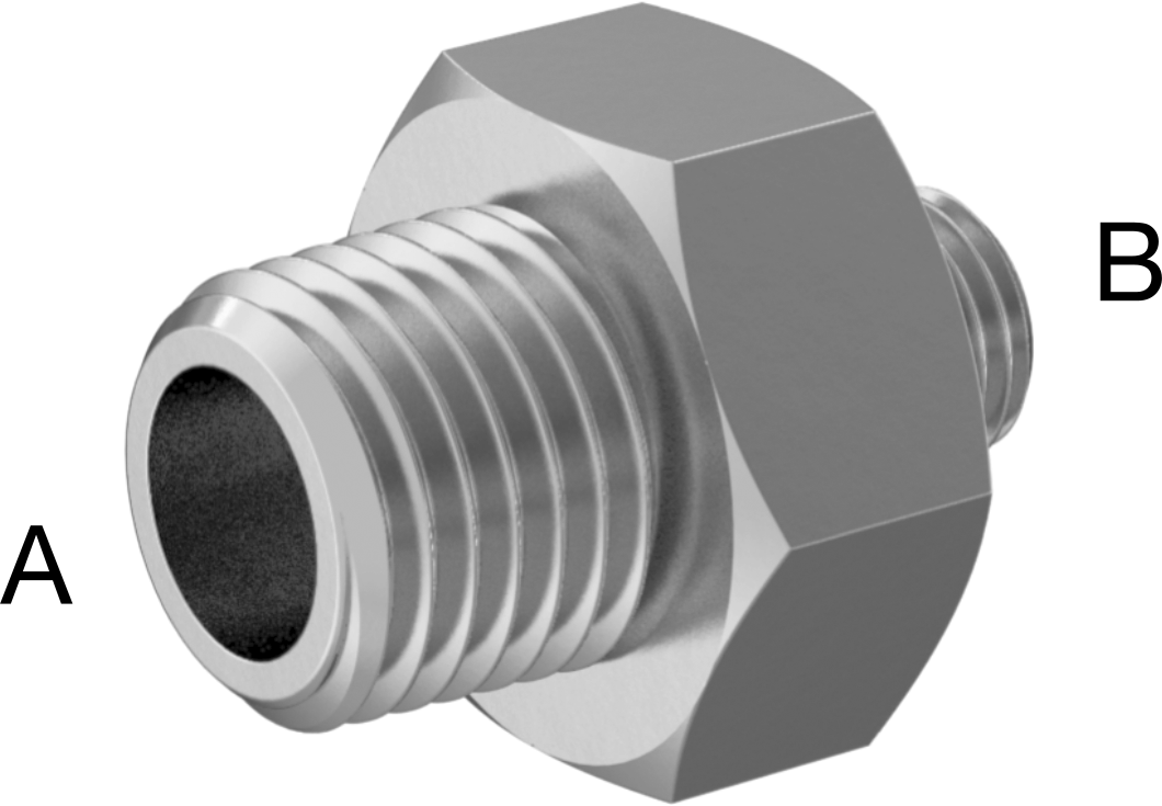 Minyatür Orta Basınçlı Alüminyum Boru Bağlantı Parçası, Düz Redüktör, 1/4 NPT Erkek x 1/16 NPT Erkek