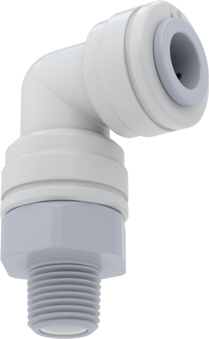Asetal Plastik Çek Valf, 1/8 NPT Erkek x 5/16" Dişi Push-to-Connect, Dirsek