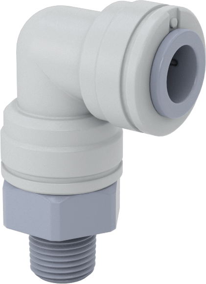 Asetal Plastik Çek Valf, 1/8 NPT Erkek x 5/16" Dişi Push-to-Connect, Dirsek