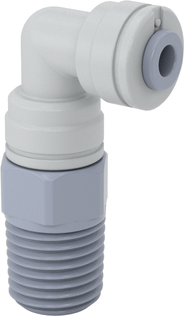 Asetal Plastik Çek Valf, 1/4 NPT Erkek x 5/32" Dişi Push-to-Connect, Dirsek