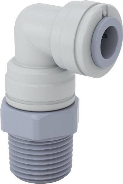 Asetal Plastik Çek Valf, 3/8 NPT Erkek x 5/16" Dişi Push-to-Connect, Dirsek