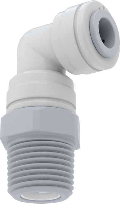 Asetal Plastik Çek Valf, 3/8 NPT Erkek x 5/16" Dişi Push-to-Connect, Dirsek