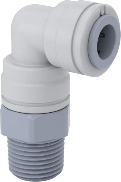 Asetal Plastik Çek Valf, 3/8 NPT Erkek x 3/8" Dişi Push-to-Connect, Dirsek
