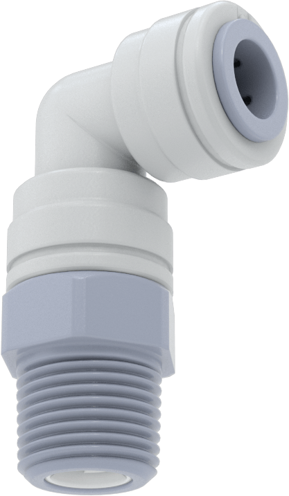 Asetal Plastik Çek Valf, 3/8 NPT Erkek x 3/8" Dişi Push-to-Connect, Dirsek