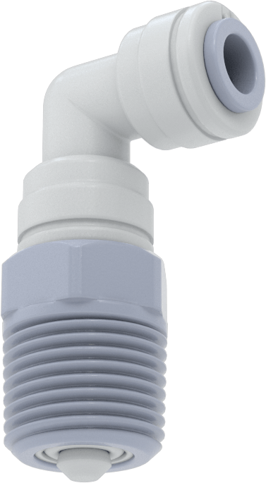 Asetal Plastik Çek Valf, 1/4" Dişi Push-to-Connect x 3/8 NPT Erkek, Dirsek