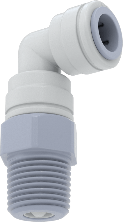 Asetal Plastik Çek Valf, 1/2" Dişi Bas-Bağlan x 1/2 NPT Erkek, Dirsek