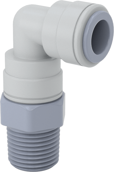 Asetal Plastik Çek Valf, 1/2" Dişi Bas-Bağlan x 1/2 NPT Erkek, Dirsek