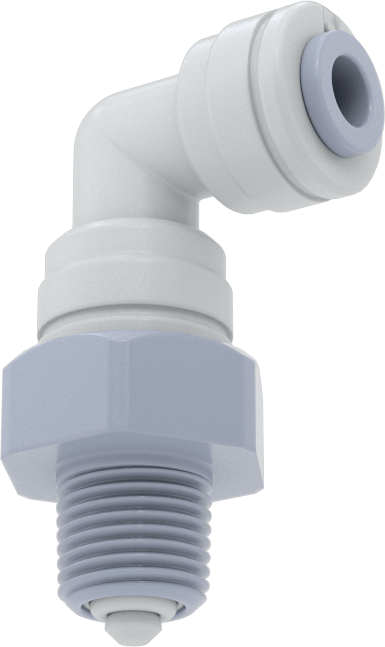 Asetal Plastik Çek Valf, 3/16" Dişi Bas-Bağlan x 1/8 NPT Erkek, Dirsek