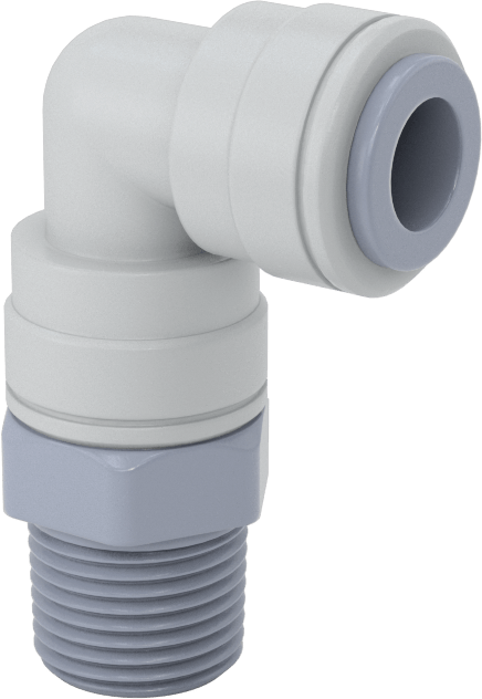 Asetal Plastik Çek Valf, 3/8" Dişi Push-to-Connect x 3/8 NPT Erkek, Dirsek