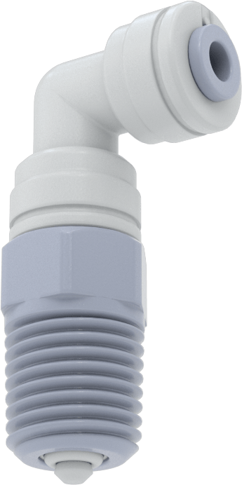 Asetal Plastik Çek Valf, 5/32" Dişi Push-to-Connect x 1/4 NPT Erkek, Dirsek