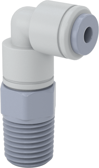 Asetal Plastik Çek Valf, 5/32" Dişi Push-to-Connect x 1/4 NPT Erkek, Dirsek