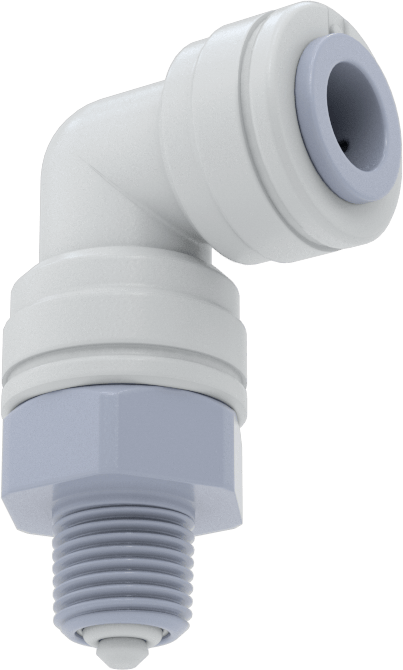 Asetal Plastik Çek Valf, 5/16" Dişi Push-to-Connect x 1/8 NPT Erkek, Dirsek