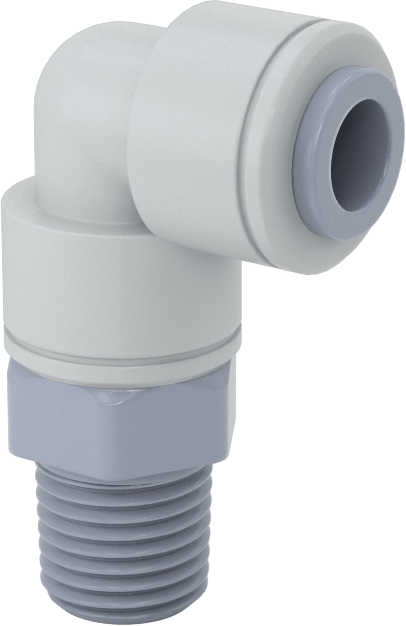 Asetal Plastik Çek Valf, 5/16" Dişi Push-to-Connect x 1/4 NPT Erkek, Dirsek