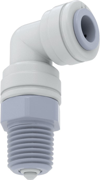 Asetal Plastik Çek Valf, 5/16" Dişi Push-to-Connect x 1/4 NPT Erkek, Dirsek
