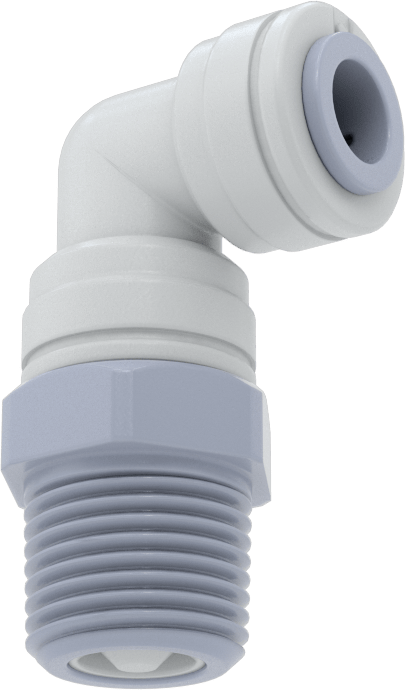 Asetal Plastik Çek Valf, 5/16" Dişi Bas-Bağlan x 3/8 NPT Erkek, Dirsek