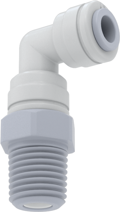 Asetal Plastik Çek Valf, 1/4 NPT Erkek, 1/4" Push-to-Connect Bağlantı Parçası, Dirsek