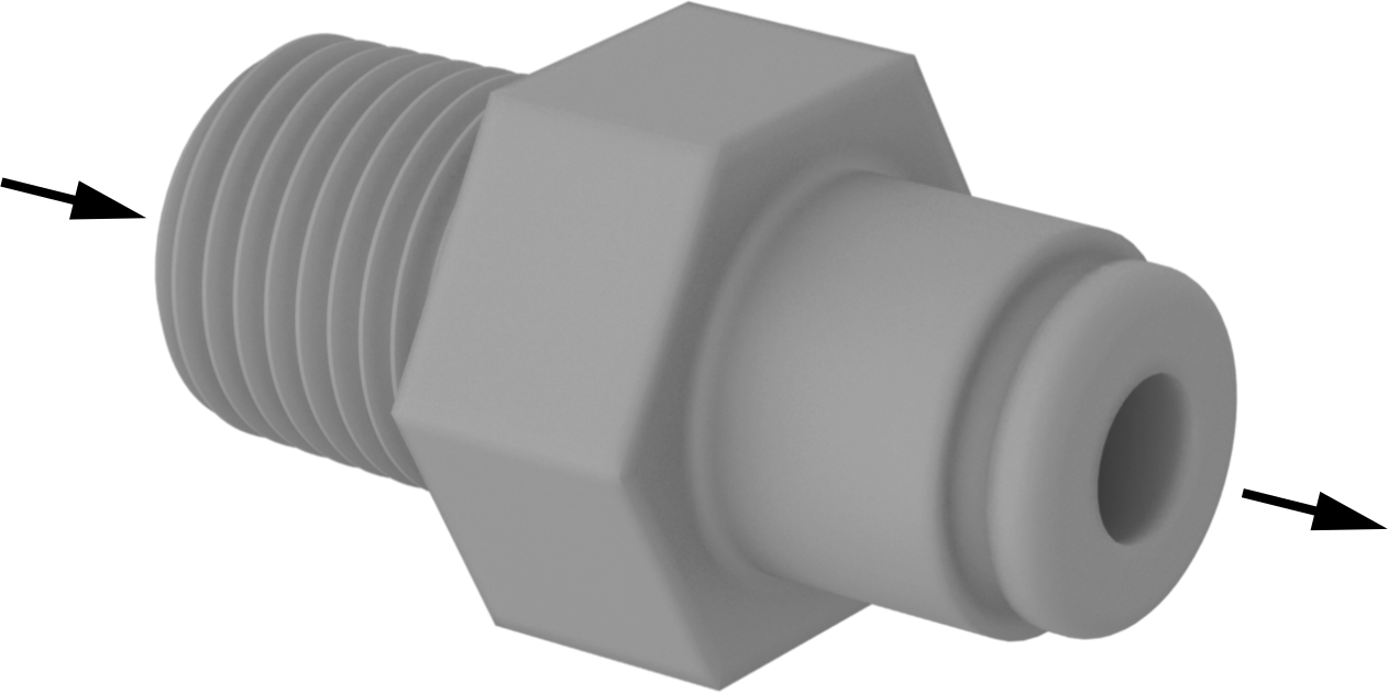 Asetal Plastik Çek Valf, 1/8 NPT Erkek, 5/32" Push-to-Connect Bağlantı Parçası, Düz