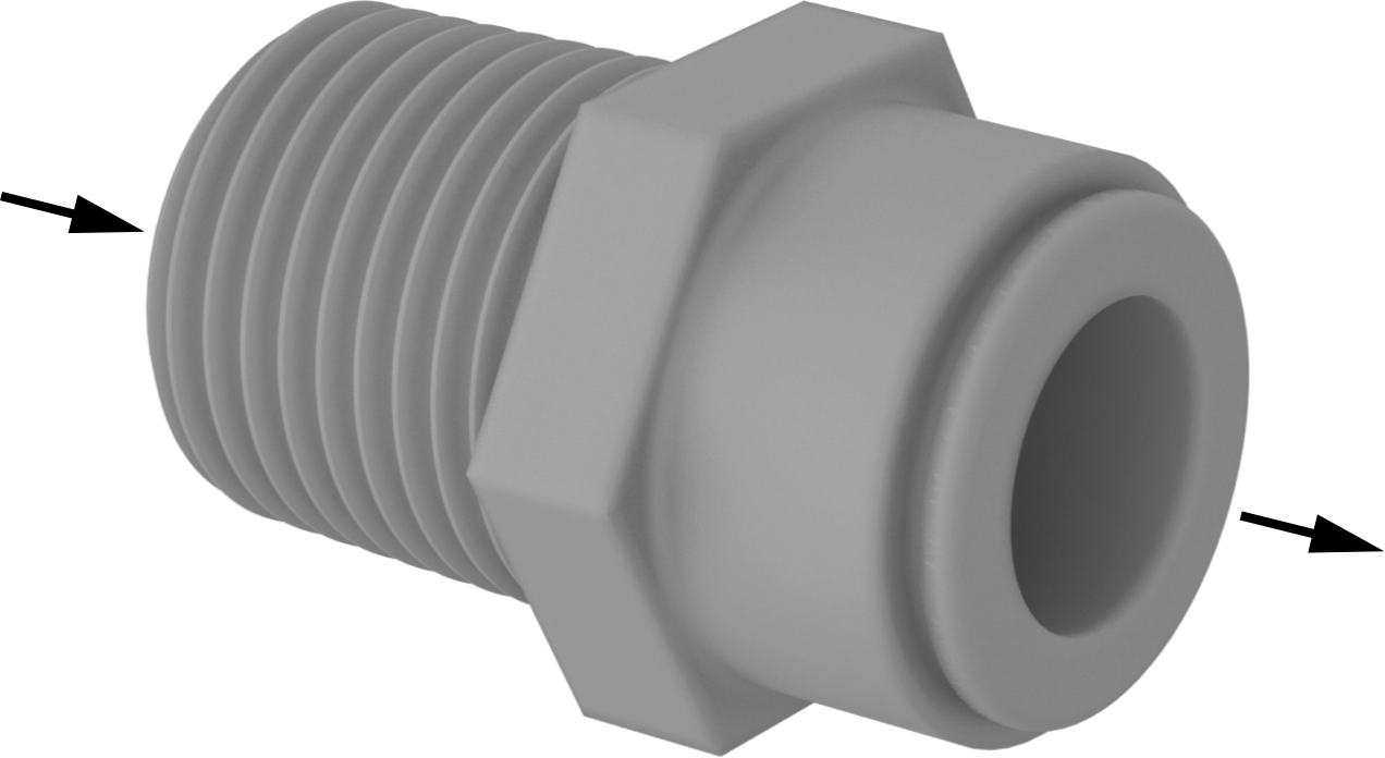 Asetal Plastik Çek Valf, 1/2 NPT Erkek, 1/2" Tak-Bağlan Bağlantı Elemanı, Düz