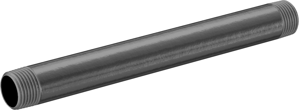 Kalın Cidarlı Galvanizli Çelik Boru, Nipple, Her İki Ucu Dişli, 3/8 NPT, 6 inç Uzunluk