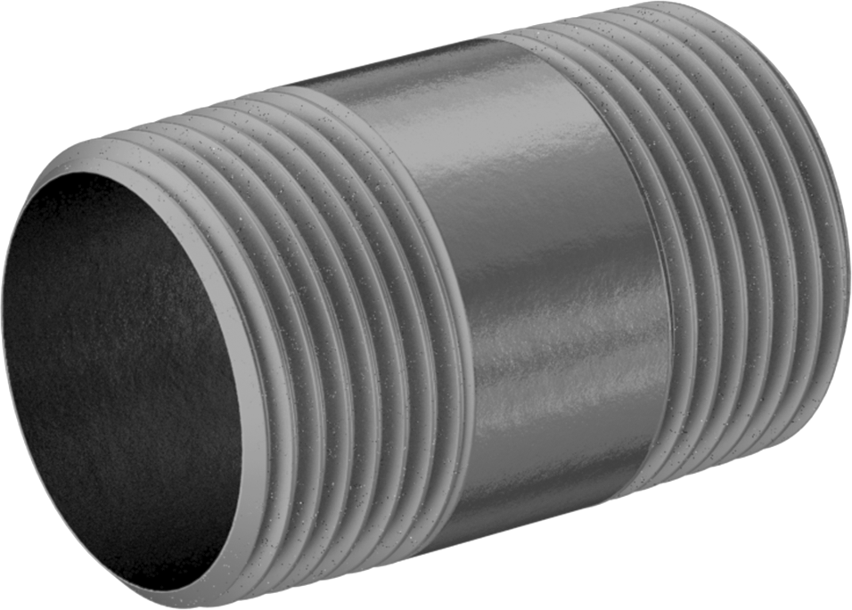 Kalın Cidarlı Galvanizli Çelik Boru, Nipple, Her İki Ucu Dişli, 1 NPT, 2" Uzunluk