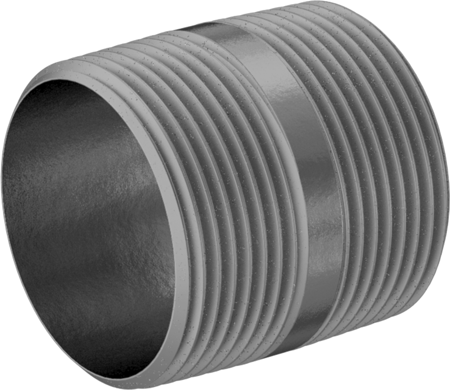 Kalın Cidarlı Galvanizli Çelik Boru, Nipple, Tam Dişli, 1-1/4 NPT, 1-5/8 inç Uzunluk